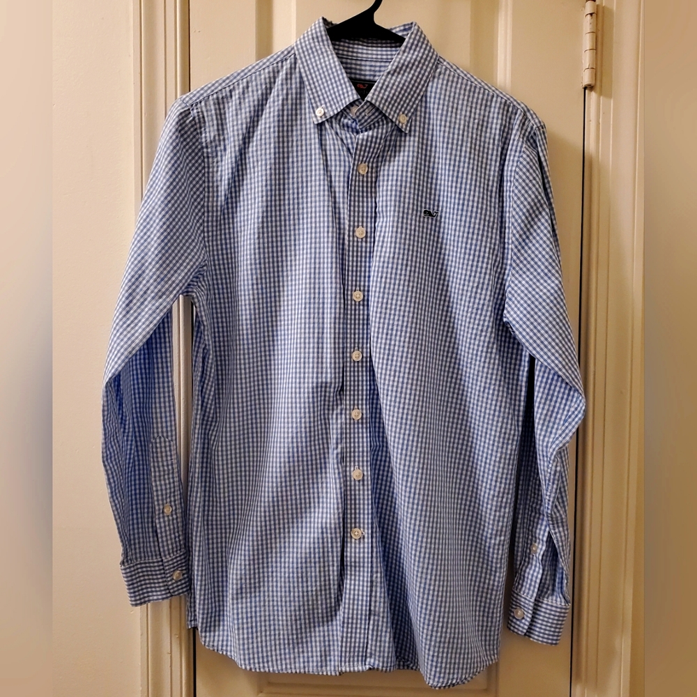 Boy's vineyard vines gingham whale 🐋 shirt